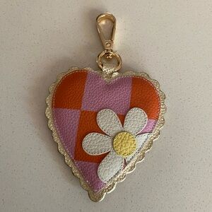 Heart-Shaped Pink and Orange Keychain Charm